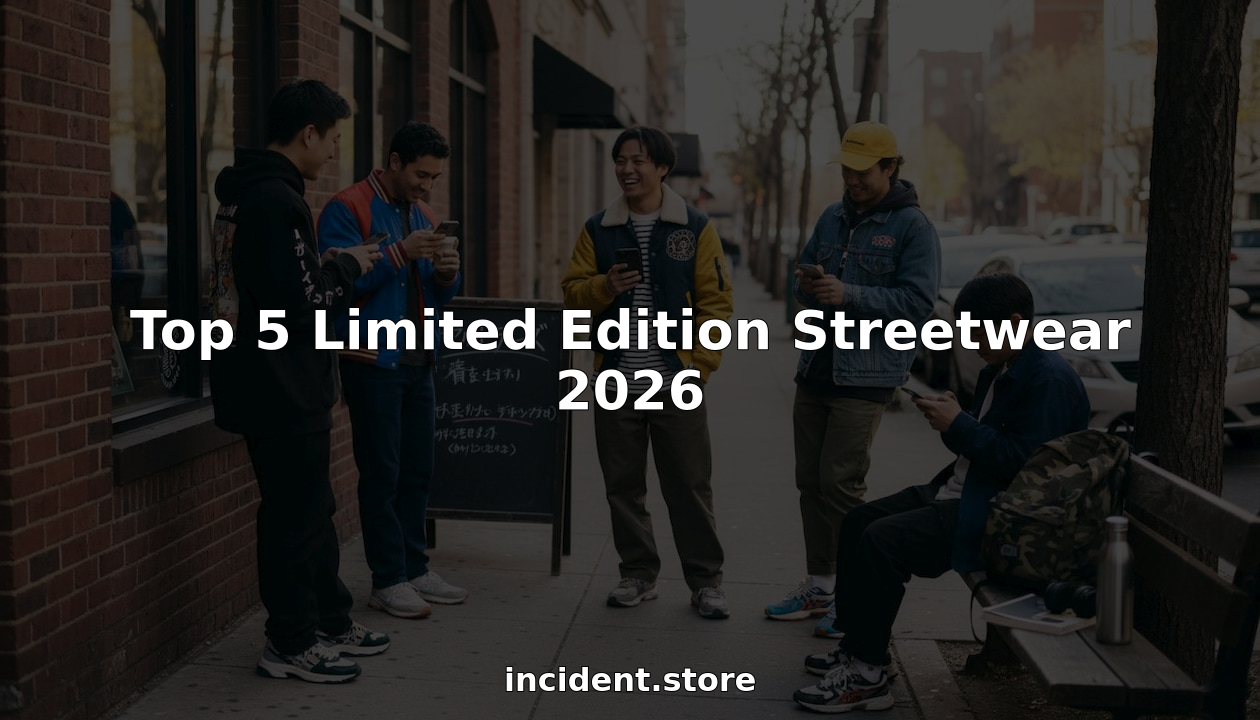 Group wearing limited edition streetwear outside café