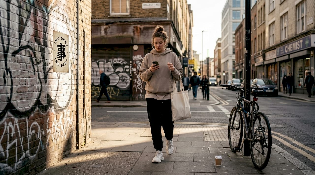 Woman in city in relaxed urban outfit
