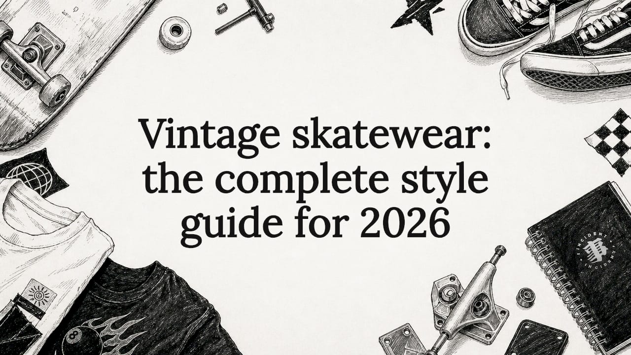Decorative vintage skatewear title card illustration
