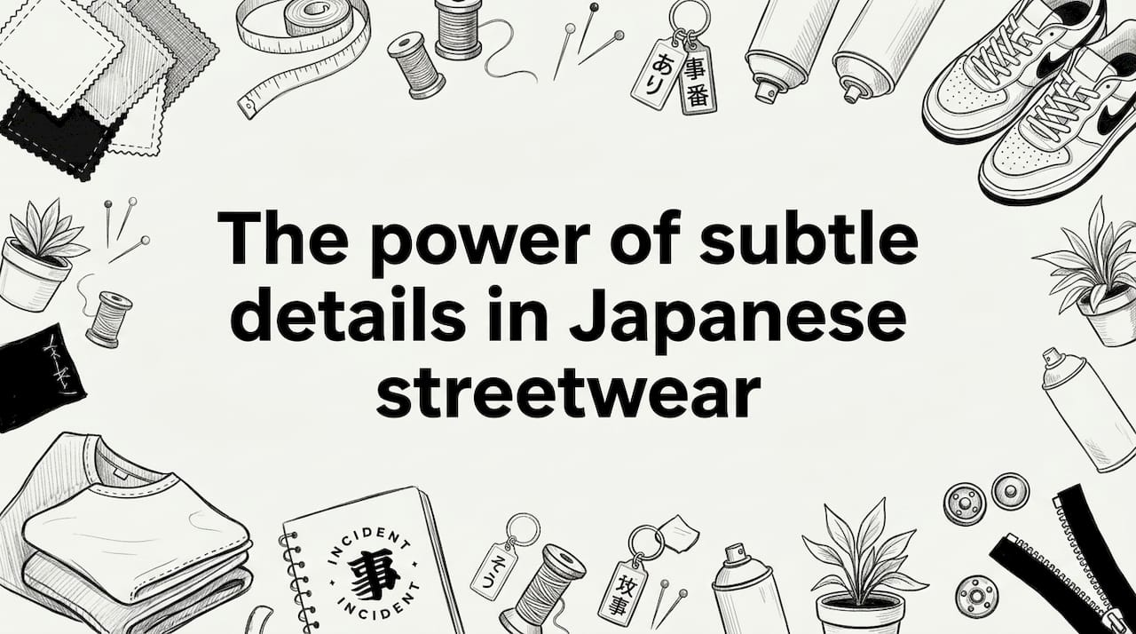 Hand-drawn Japanese streetwear elements frame clean title space