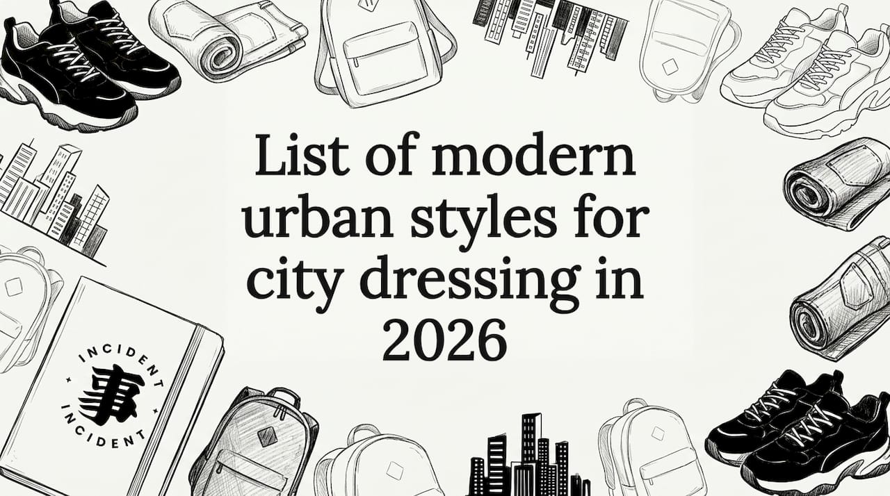 Urban props sketched around blog title card