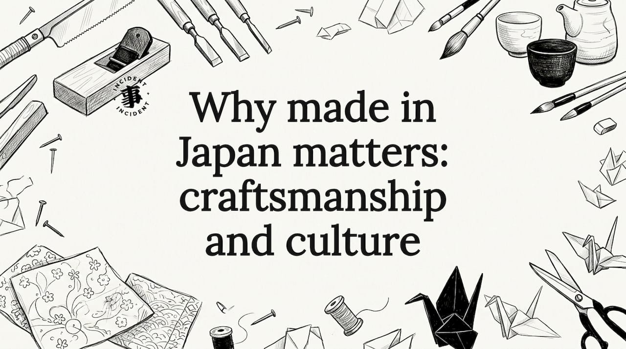Hand-drawn craft objects framing blog title card