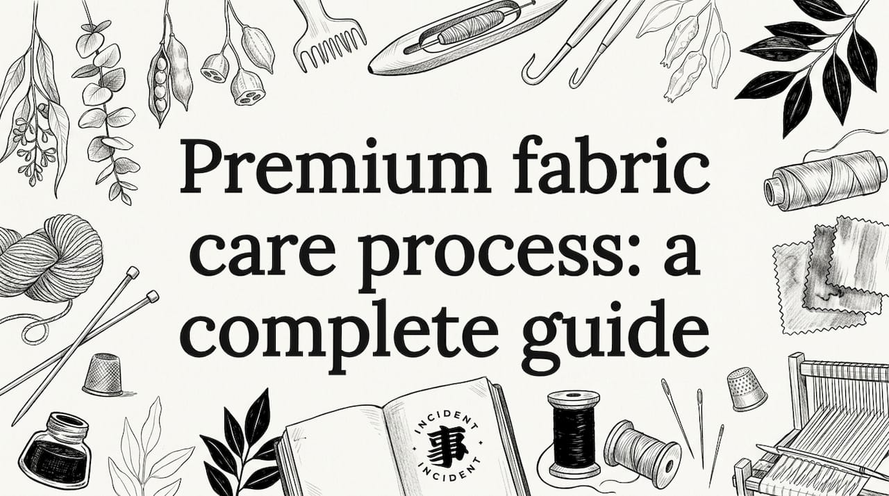 Decorative fabric care title card illustration