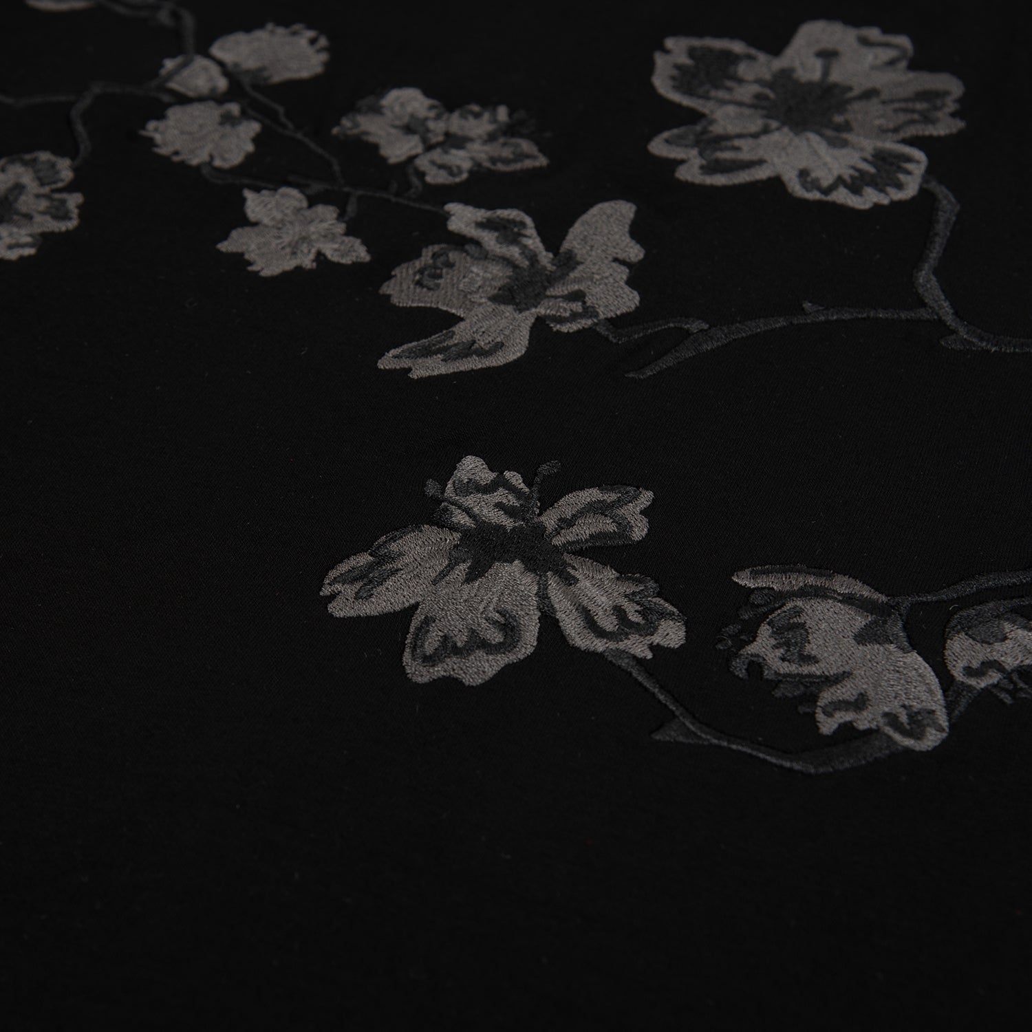 Sakura Embroidered Black T-Shirt