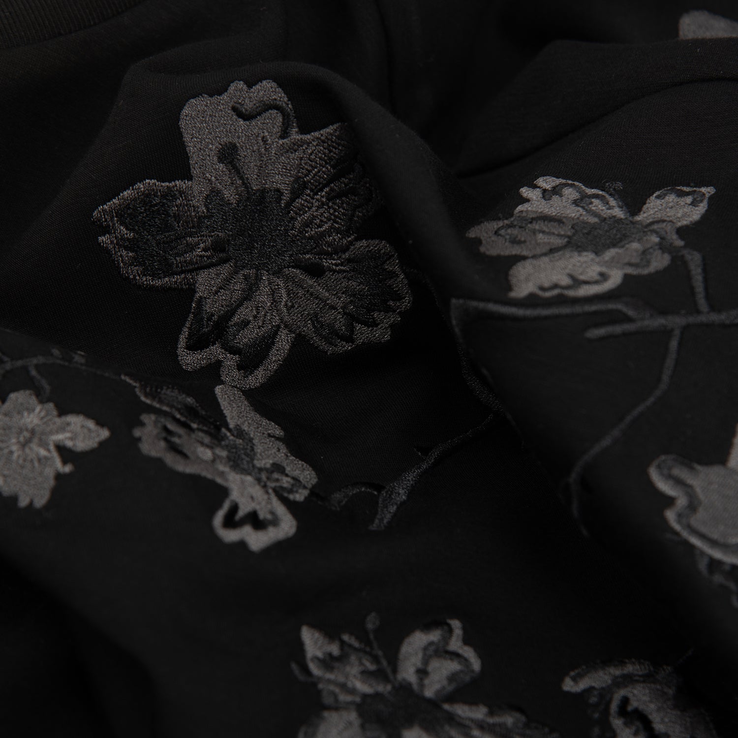 Sakura Embroidered Black T-Shirt